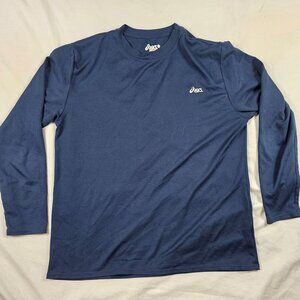 Asics Long Sleeve Mens Shirt Size Large Blue Performance Activewear Made In USA